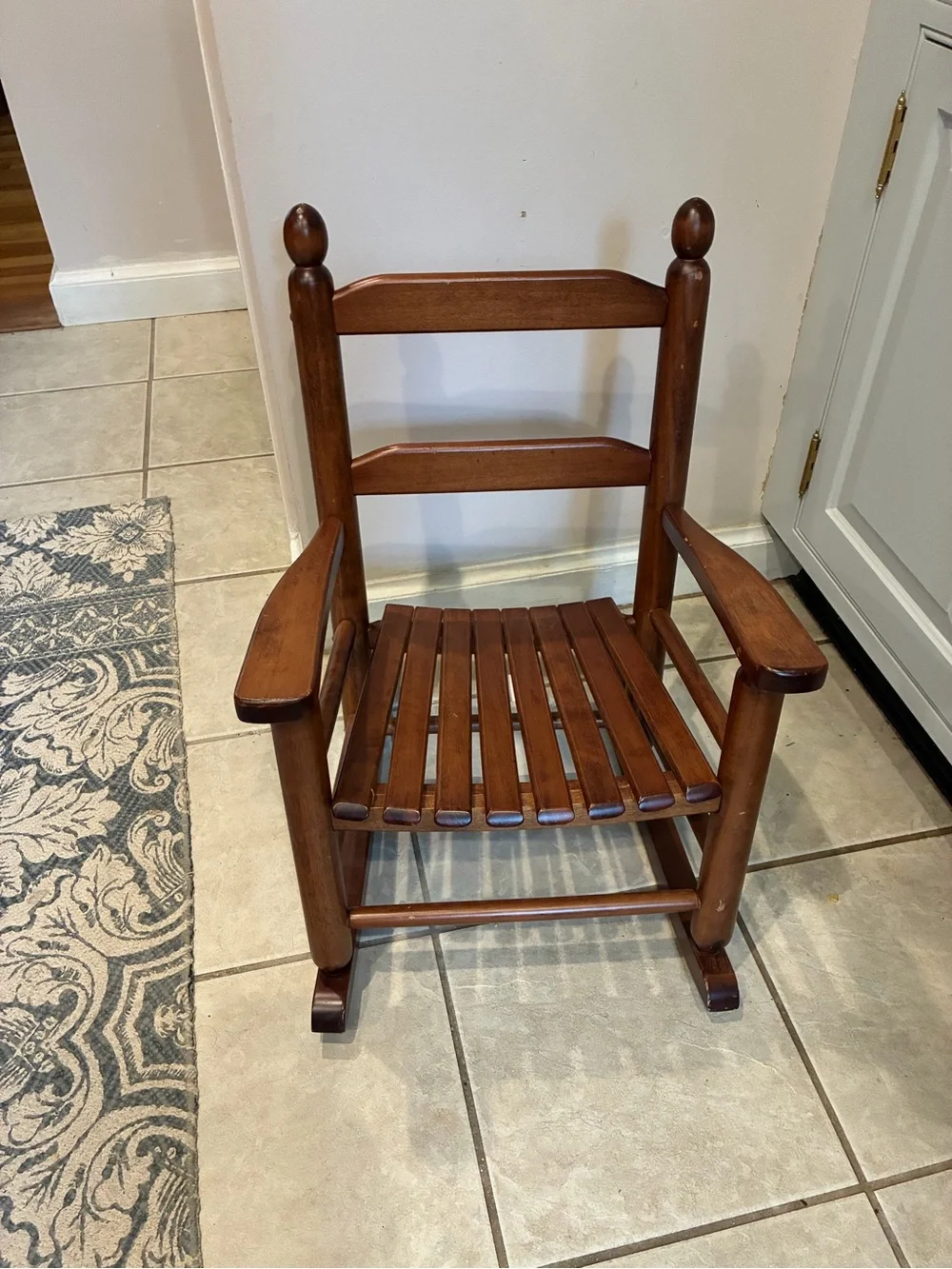 Children Classic Wooden Accent Rocking Chair in Brown